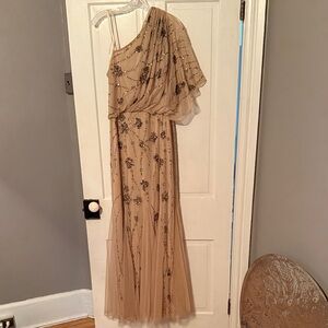 Adrianna Papell one shoulder sequin beaded dress